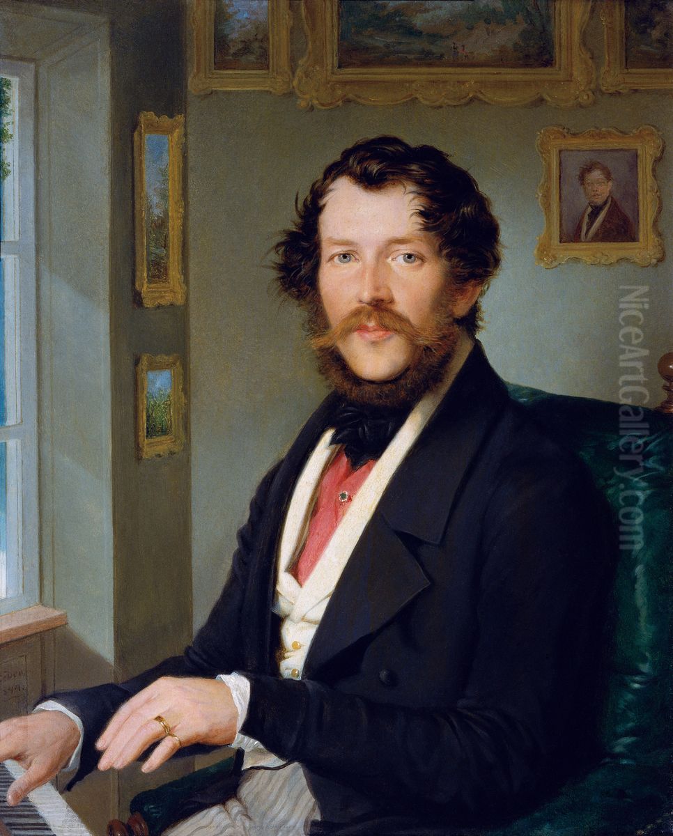 Bildnis eines Herrn vor dem Klavier Oil Painting by Friedrich Lieder