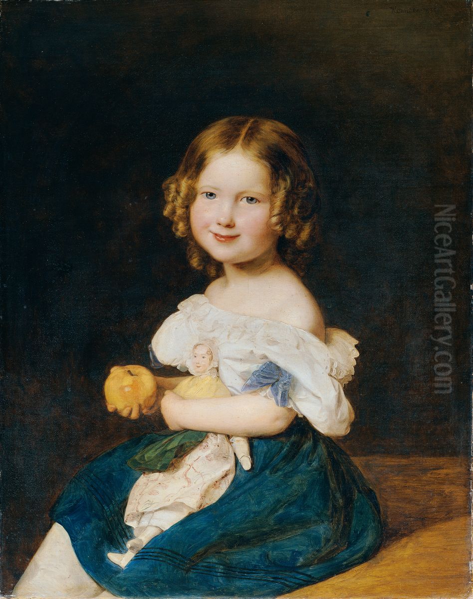 Portrait of Emilie Werner (1832 - 1835), daughter of Johann and Magdalena Werner Oil Painting by Ferdinand Georg Waldmuller