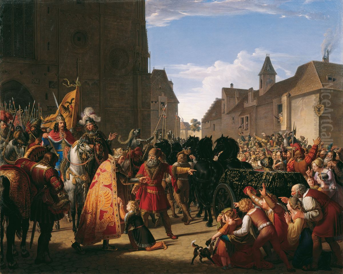 Wenzel bittet Rudolf von Habsburg um die Leiche seines Vaters Przemysl Ottokar Oil Painting by Anton Petter