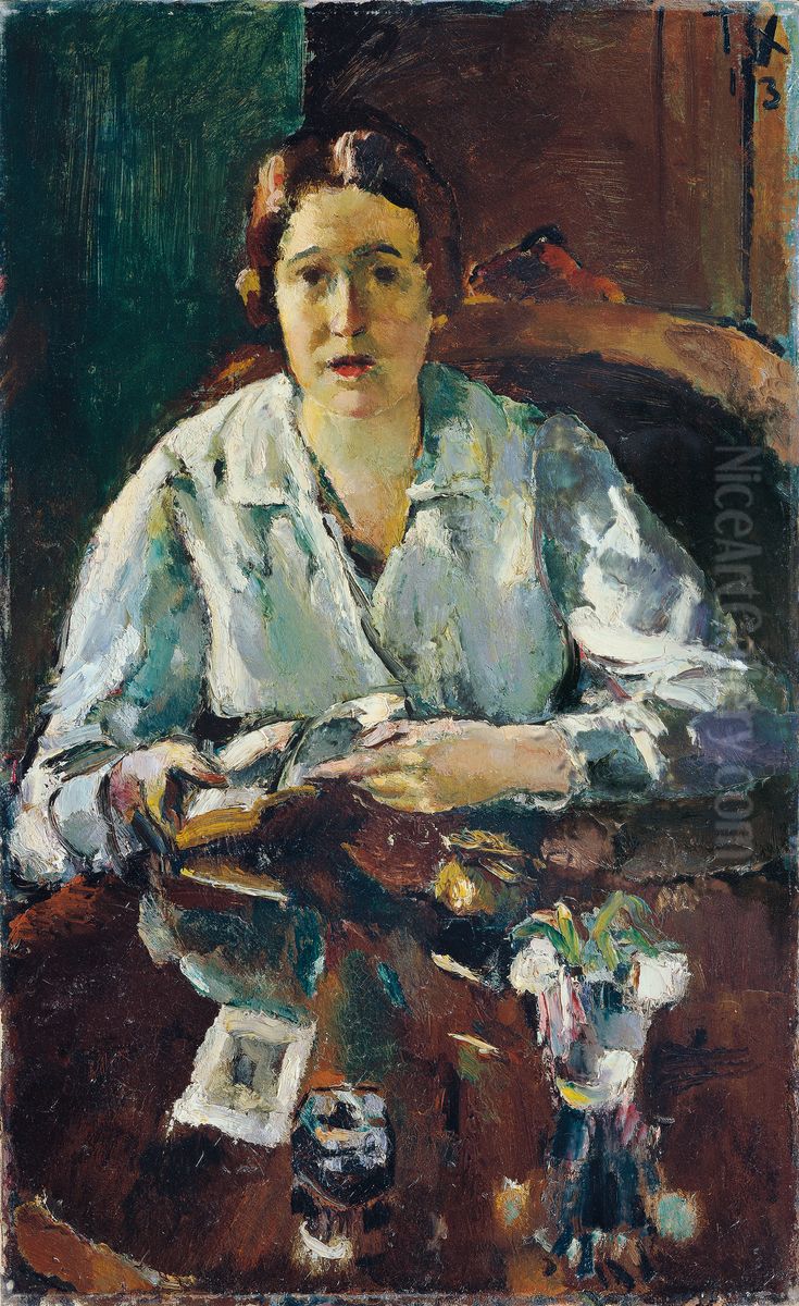 Dame in weisser Bluse (Erste Gattin des Kunstlers) Oil Painting by Anton Faistauer