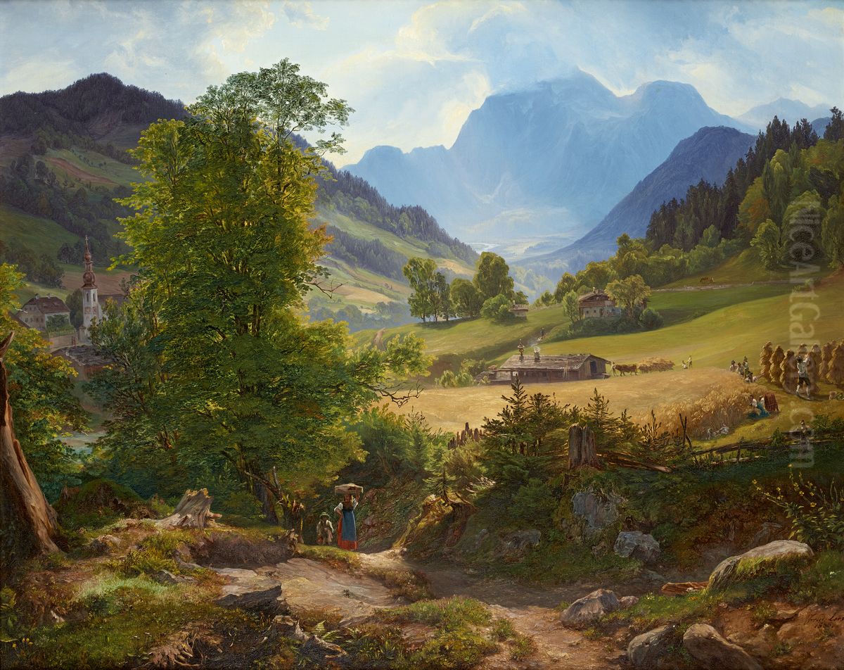 Die Ramsau bei Berchtesgaden Oil Painting by Friedrich Loos