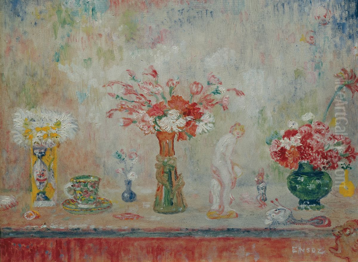 Fantastic still life Oil Painting by James Ensor