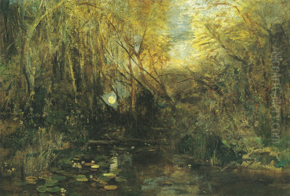 Mondaufgang in der Praterau Oil Painting by Emil Jakob Schindler