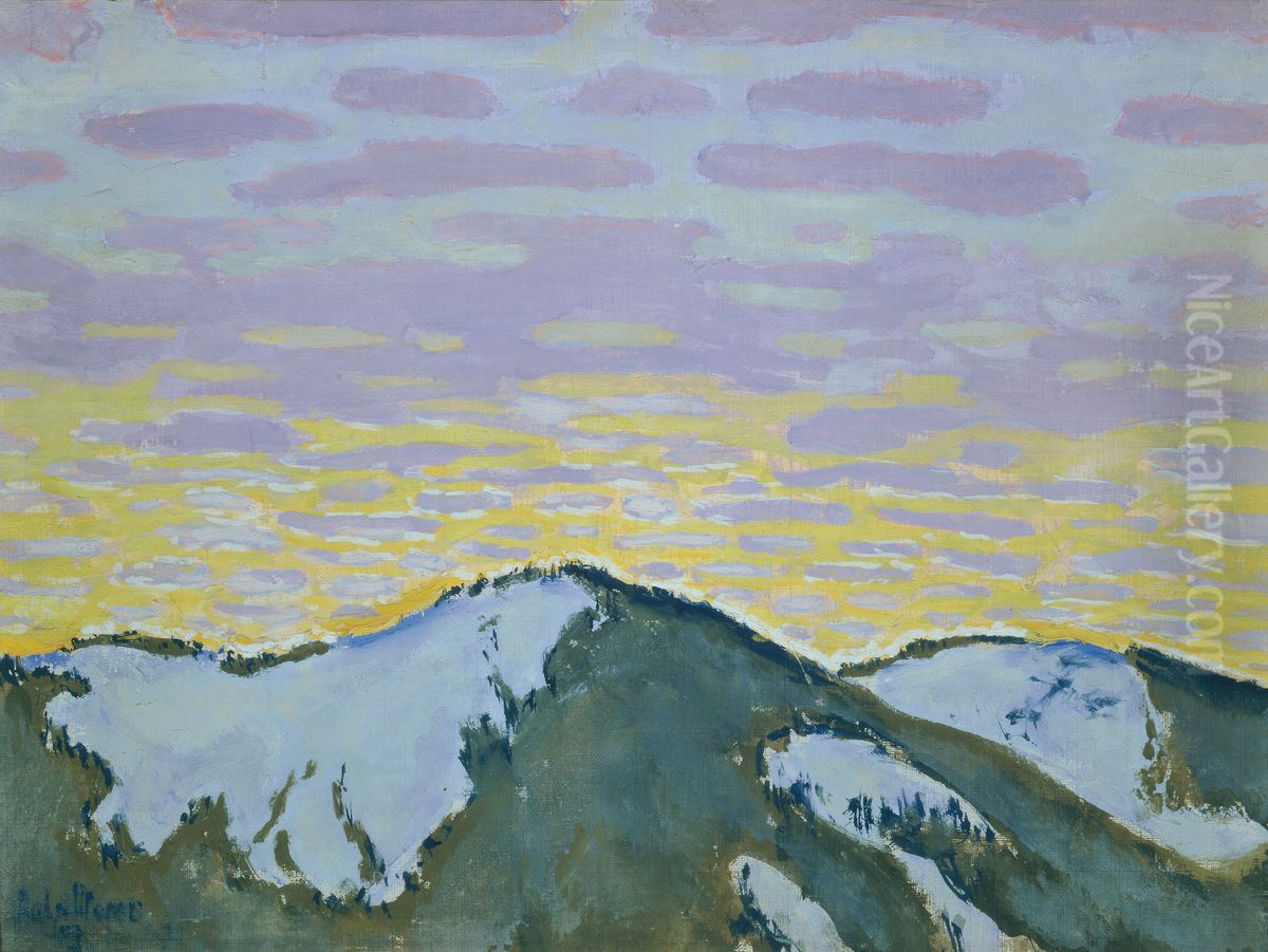 Verschneite Berggipfel in der Dammerung Oil Painting by Koloman Moser