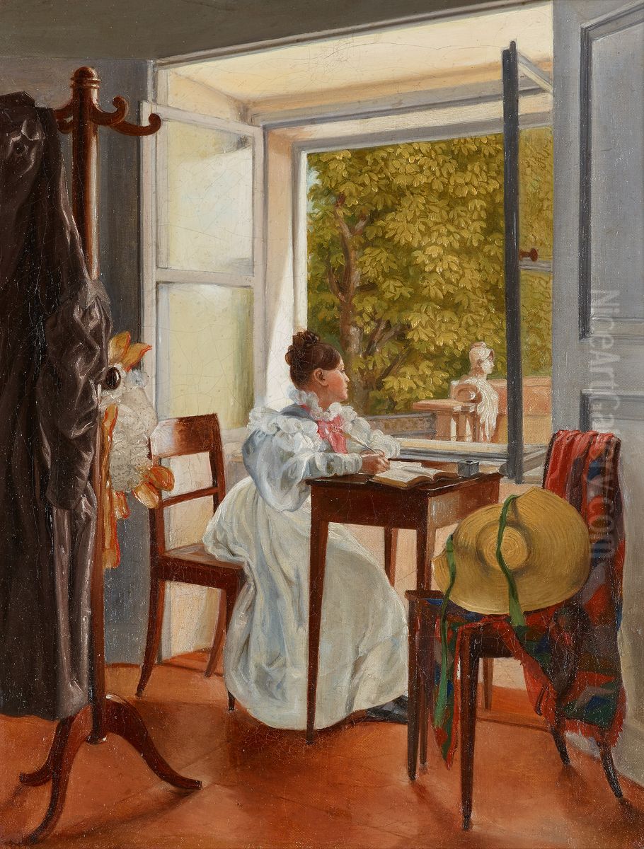 Marie Krafft am Schreibtisch Oil Painting by Johann Peter Krafft