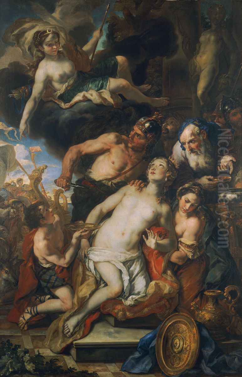 Die Opferung Iphigeniens Oil Painting by Johann Michael Rottmayr