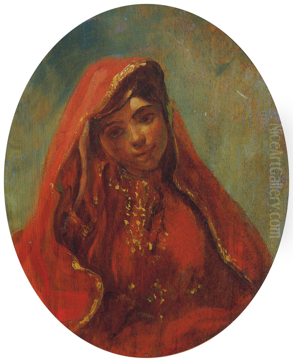 Halbfigur einer Marokkanerin Oil Painting by Eugene Delacroix