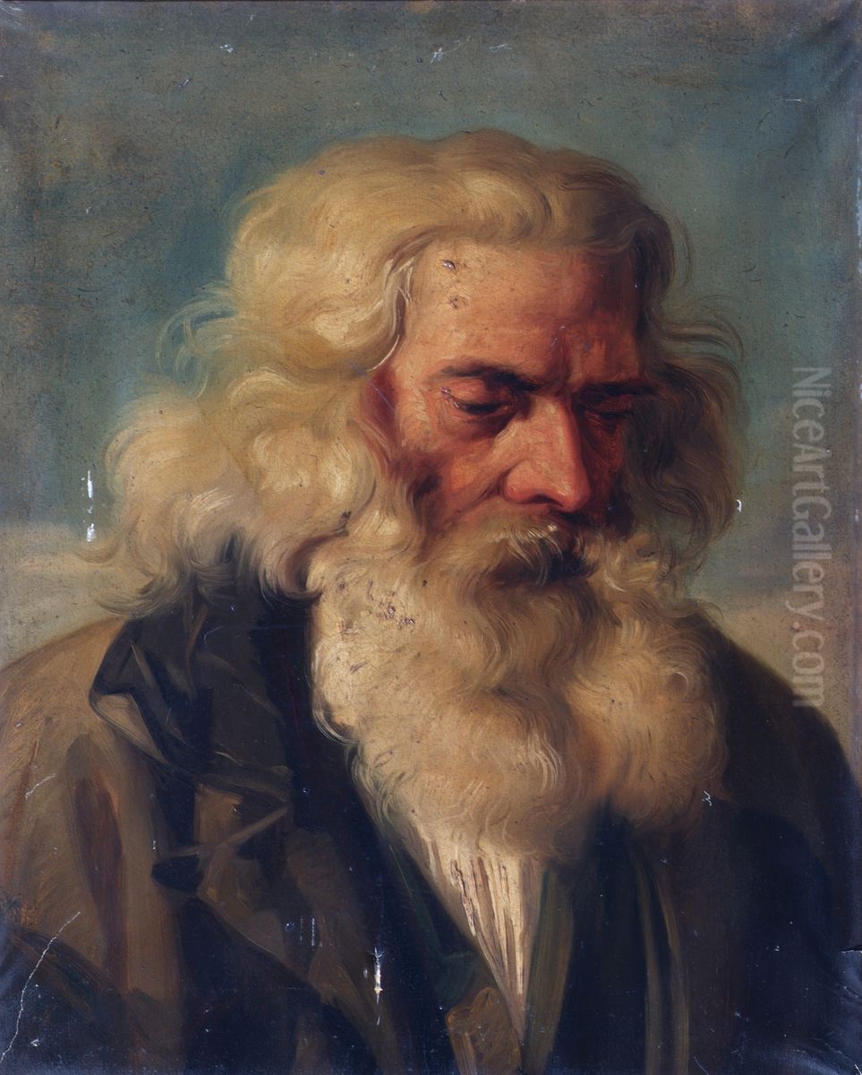 Bartiger Greis Oil Painting by Joseph Hasslwander