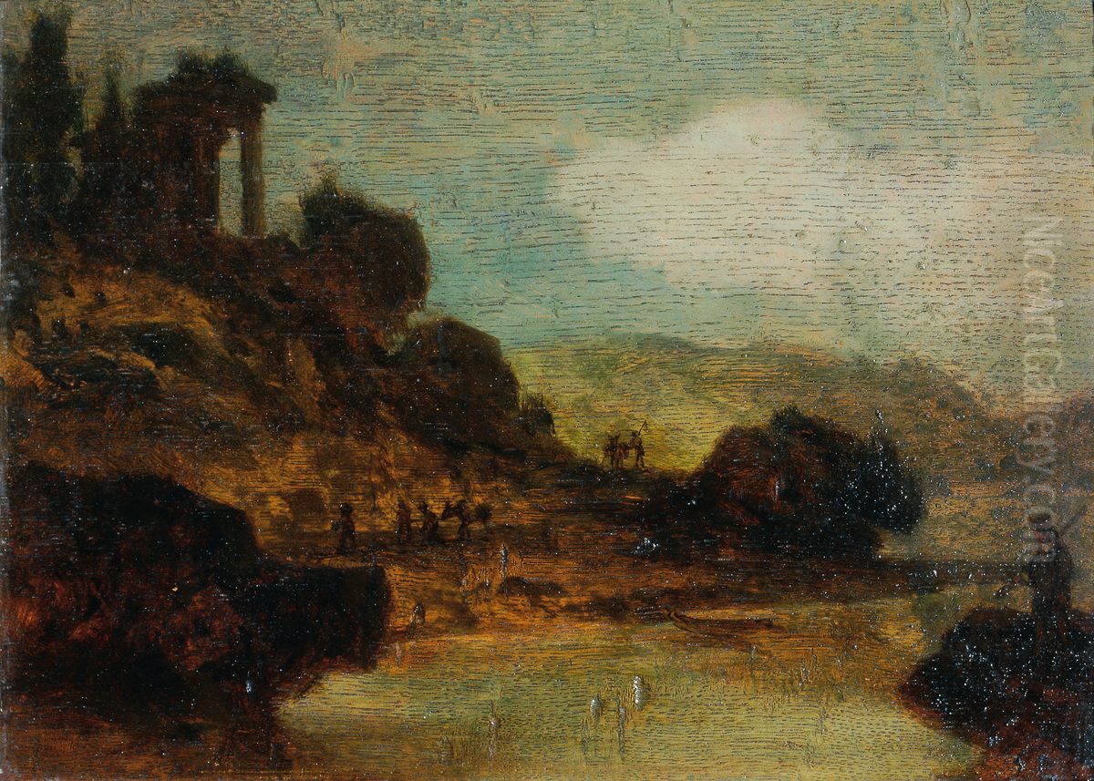 Landschaft mit Ruine Oil Painting by Joseph Hasslwander