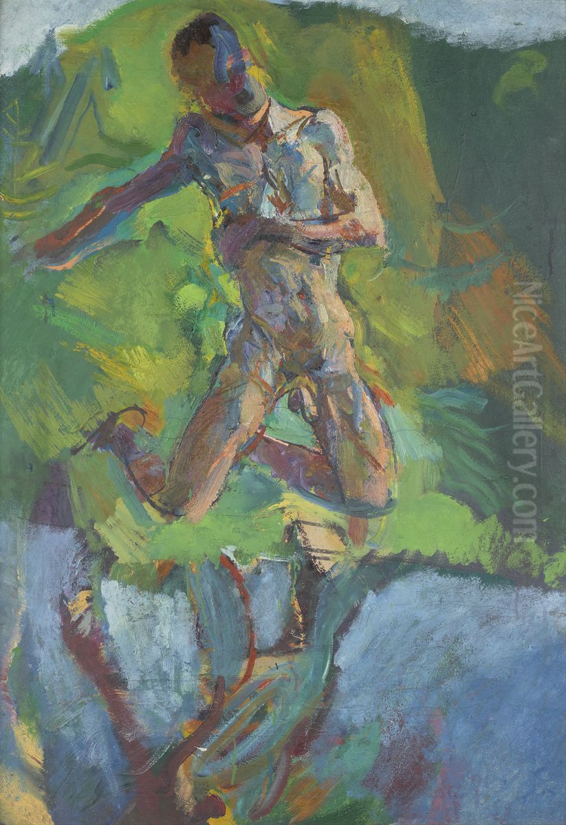 Kniender Narziss Oil Painting by Anton Kolig