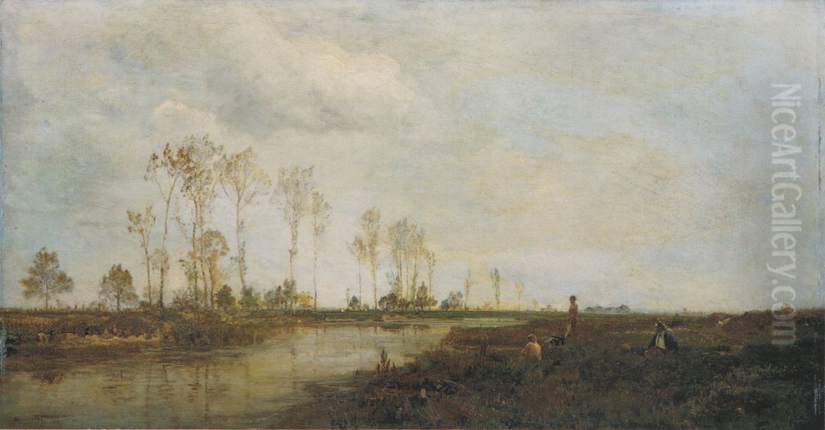 An der Thaya bei Lundenburg I Oil Painting by Emil Jakob Schindler