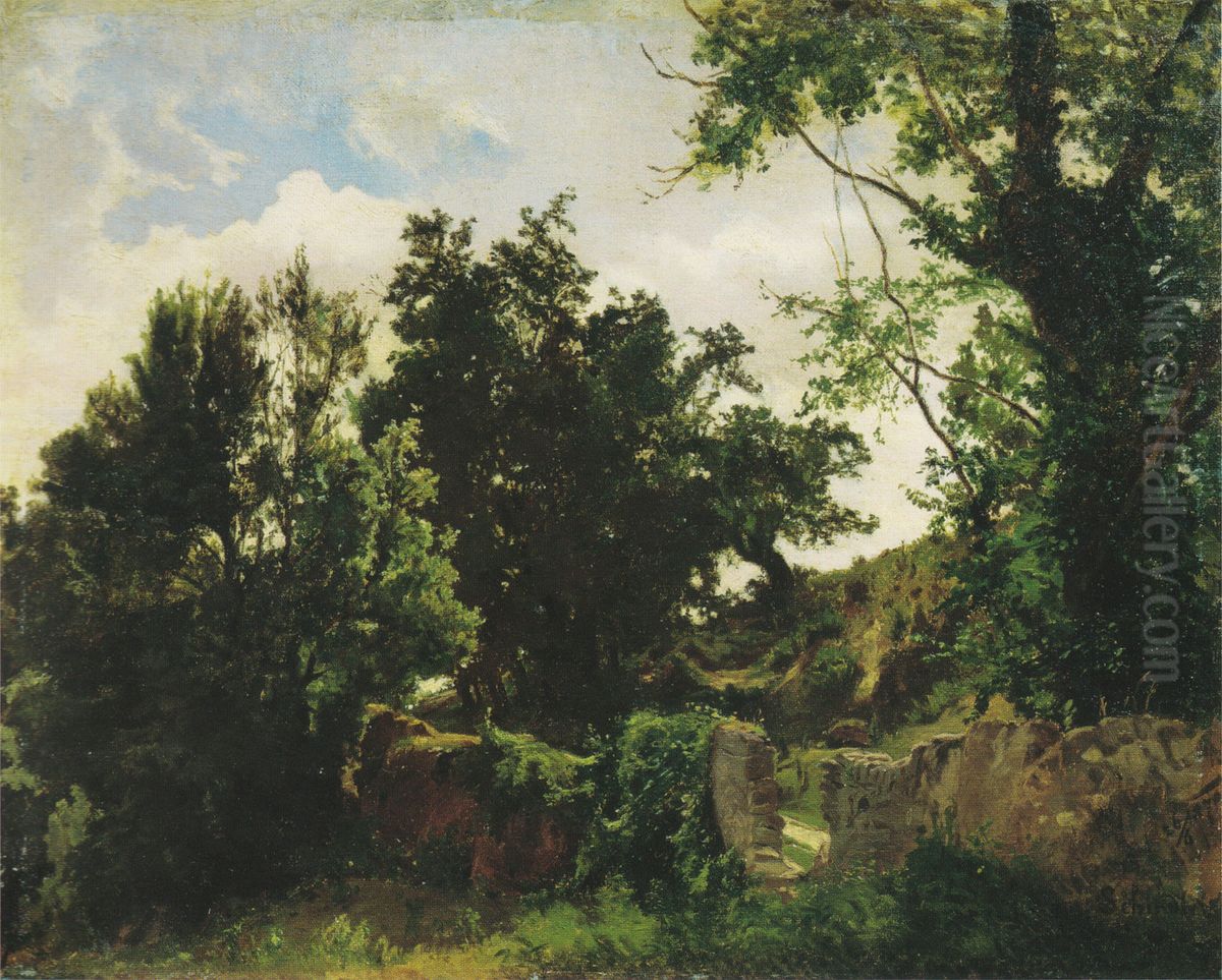 Castle wall in Plankenberg Oil Painting by Emil Jakob Schindler