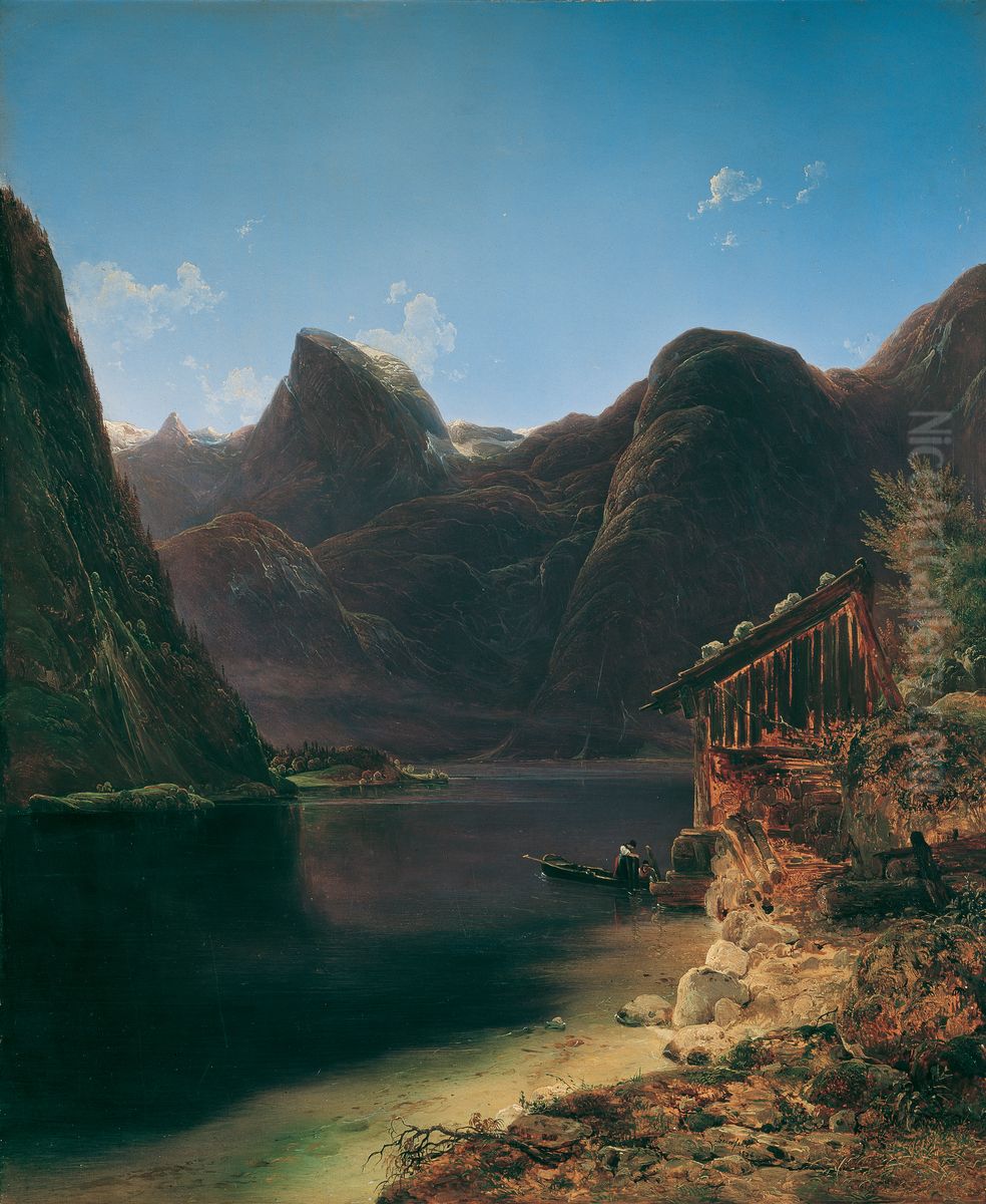 Der Hallstatter See Oil Painting by Franz II Steinfeld