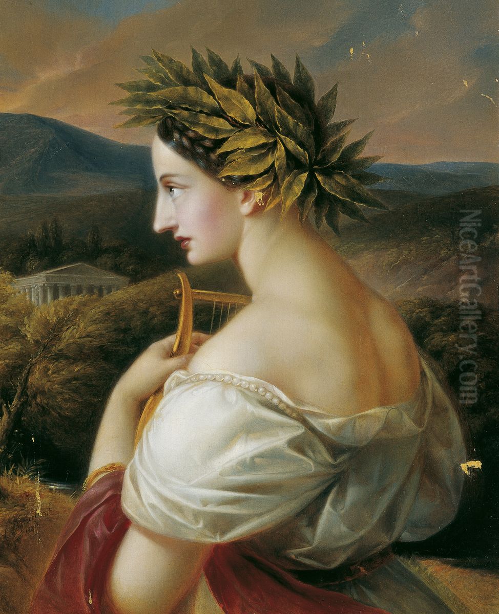 Sappho Oil Painting by Karl Agricola
