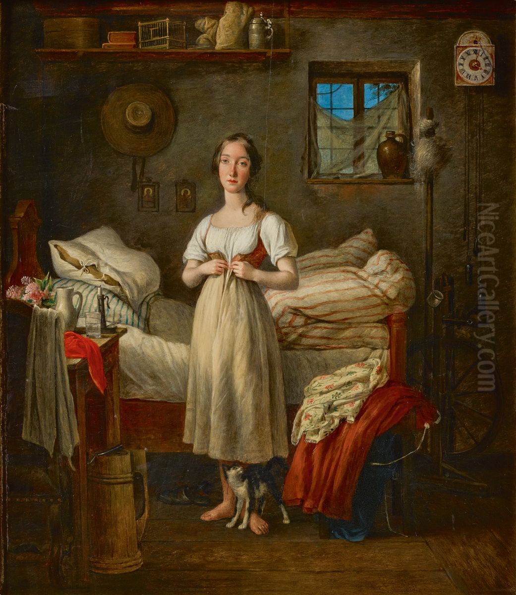Morgentoilette eines Madchens Oil Painting by Johann Michael Neder