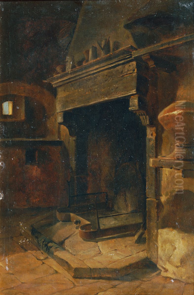 Interieur mit Kamin Oil Painting by Johann Till the Younger