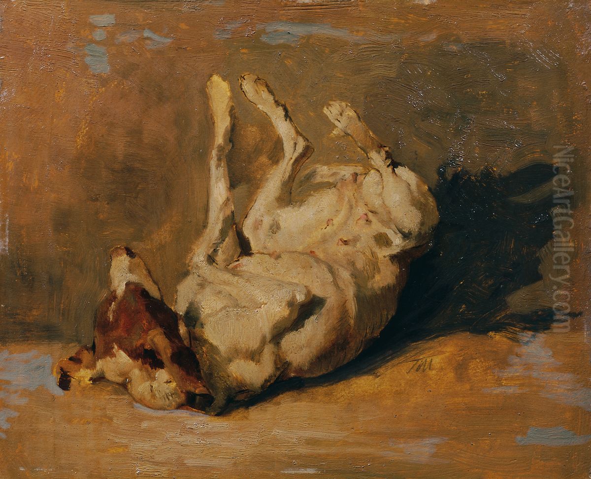 Sich walzender Hund Oil Painting by Johann Till the Younger