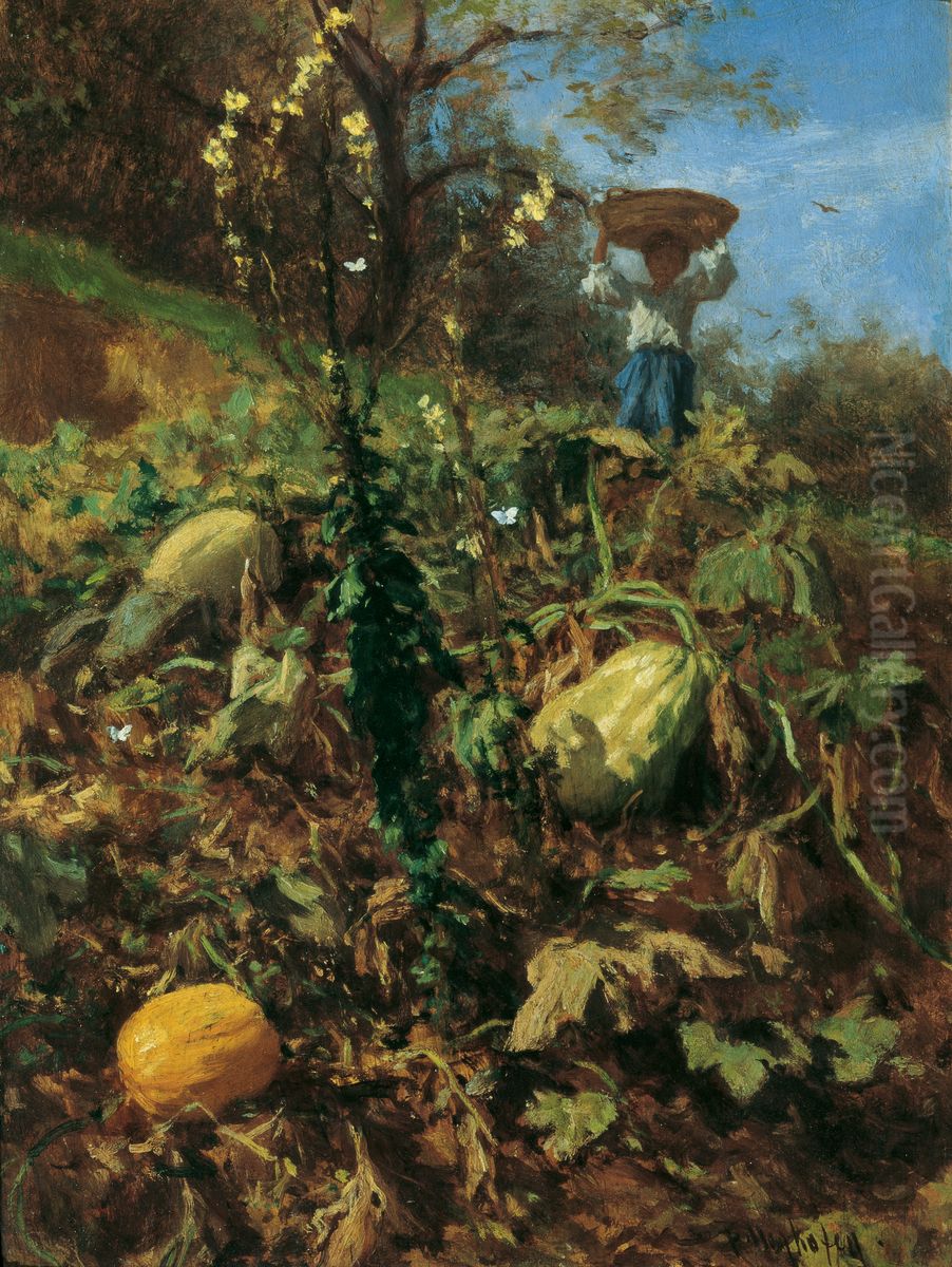Der Kurbisgarten Oil Painting by August von Pettenkofen