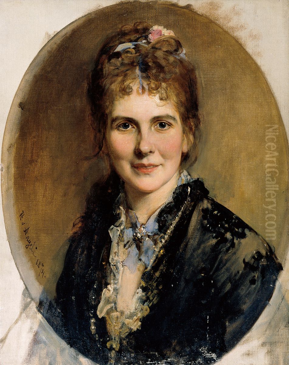 Brustbild einer jungen Frau Oil Painting by Baron Heinrich von Angeli