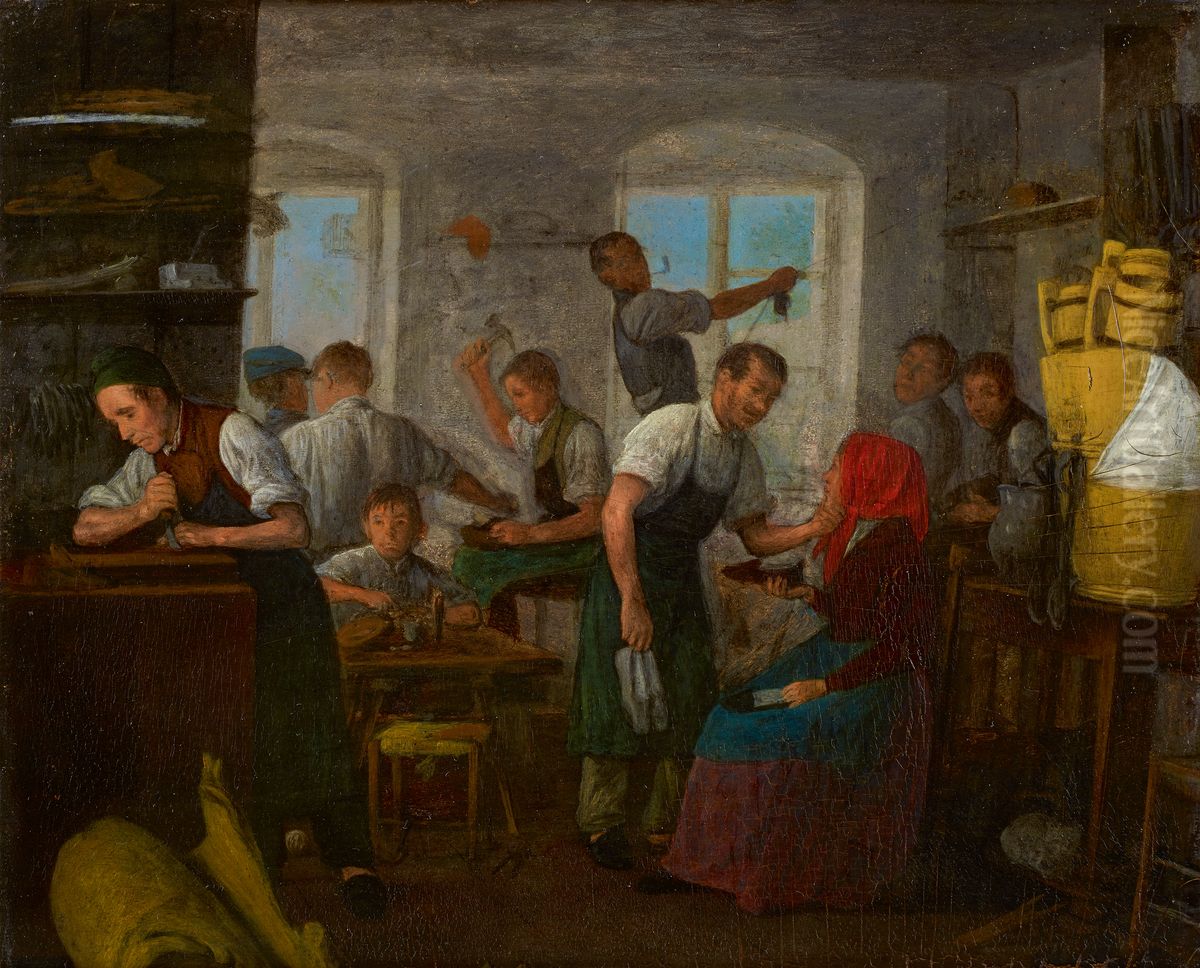 Schusterwerkstatt Oil Painting by Johann Michael Neder