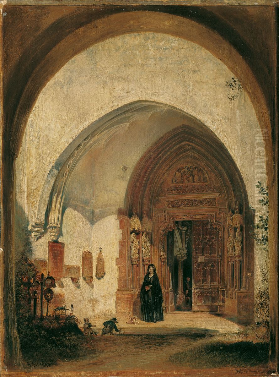 Das Portal der Stiftskirche Nonnberg in Salzburg Oil Painting by Rudolf von Alt