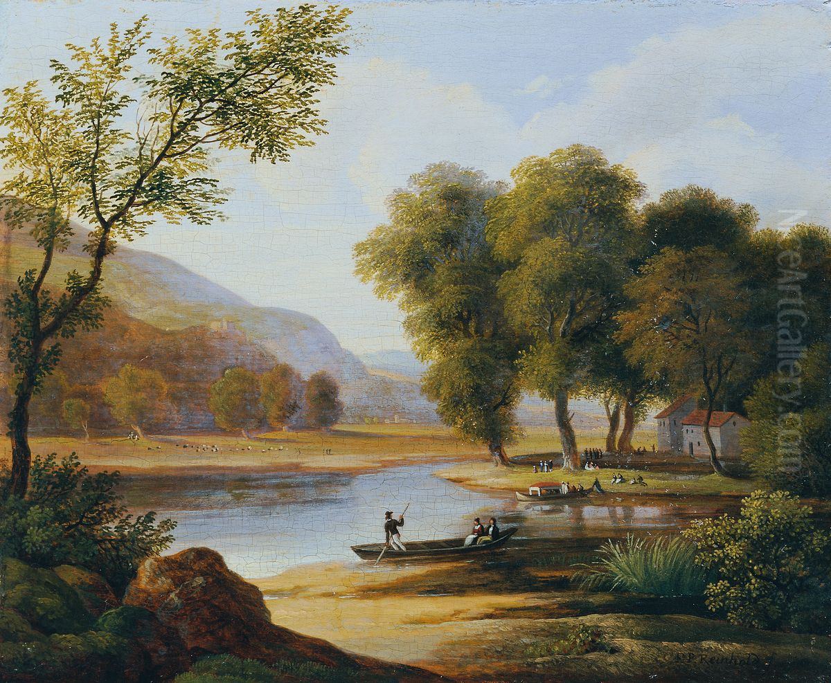 Kahnfahrer in Landschaft Oil Painting by Friedrich Philipp Reinhold