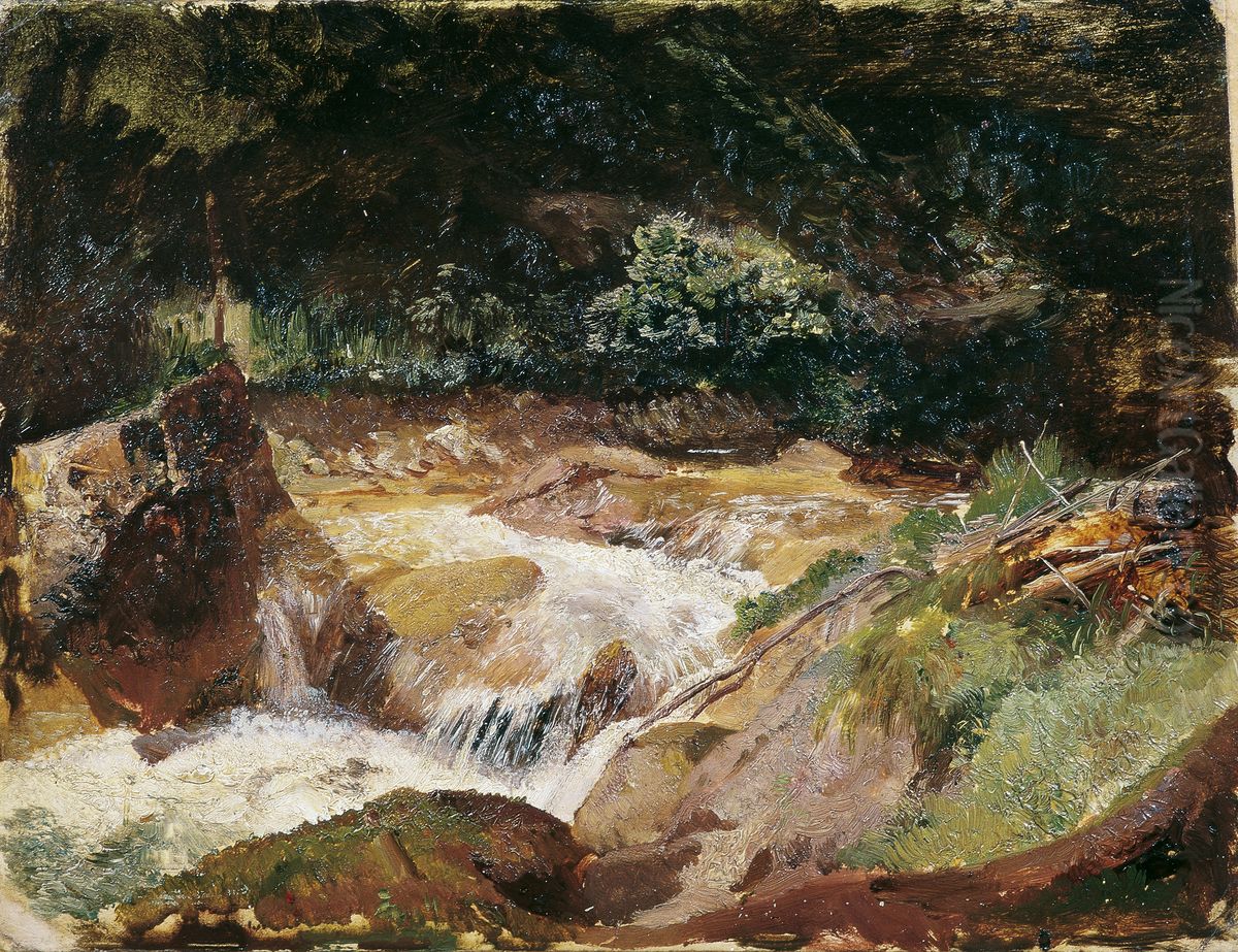 Gebirgsbach in der Ramsau Oil Painting by Emil Jakob Schindler