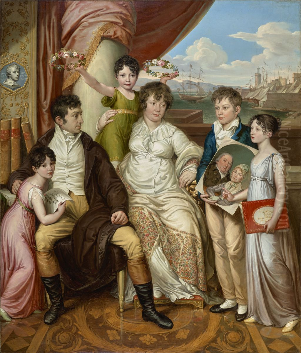 Die Familie des Grosshandlers Johann Christian Edler von Bruchmann Oil Painting by Josef Abel