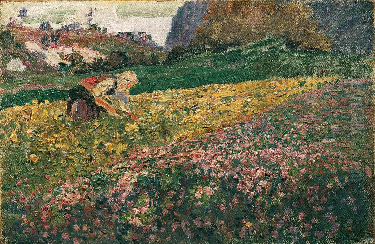 Madchen in der Blumenwiese Oil Painting by Carl Moll