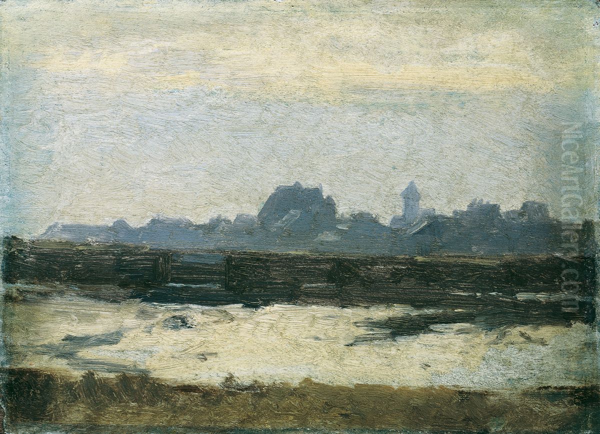 Blick auf eine Stadt Oil Painting by August von Pettenkofen