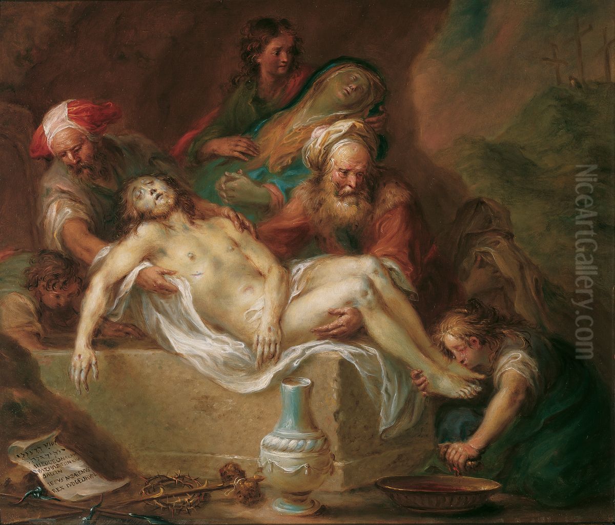 Grablegung Christi Oil Painting by Martin Johann Schmidt