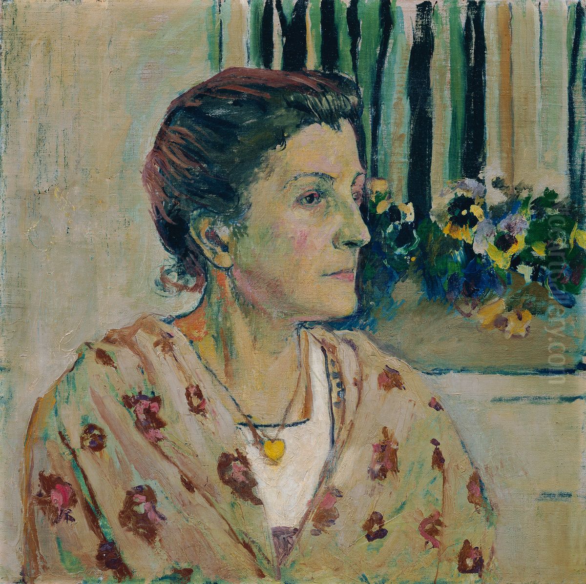 Charlotte Moser, Schwester des Kunstlers Oil Painting by Koloman Moser