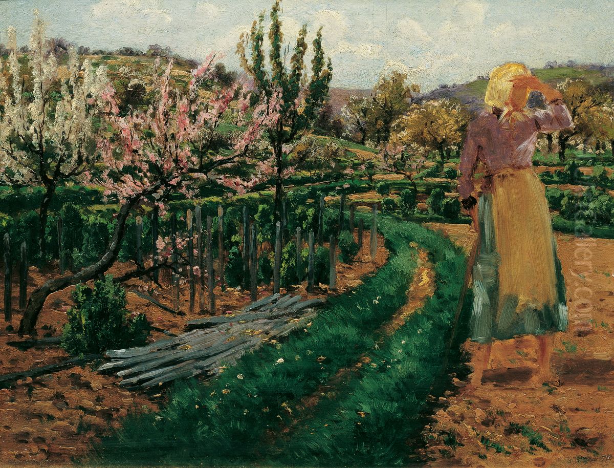 Madchen im Obstgarten Oil Painting by Theodor von Hormann