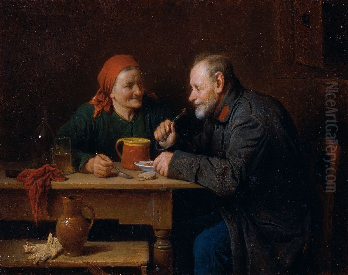 Das Mittagsmahl Oil Painting by Friedrich Friedlander