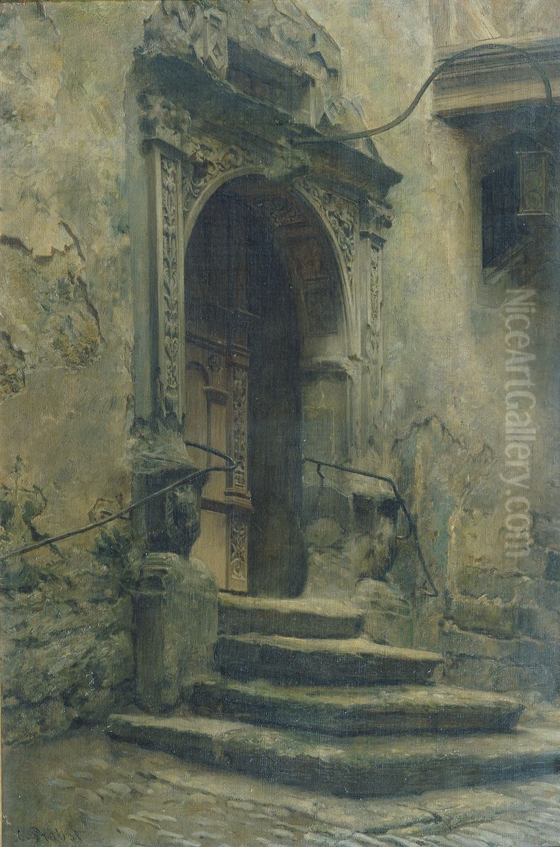 Rathaus in Rothenburg Oil Painting by Carl Probst