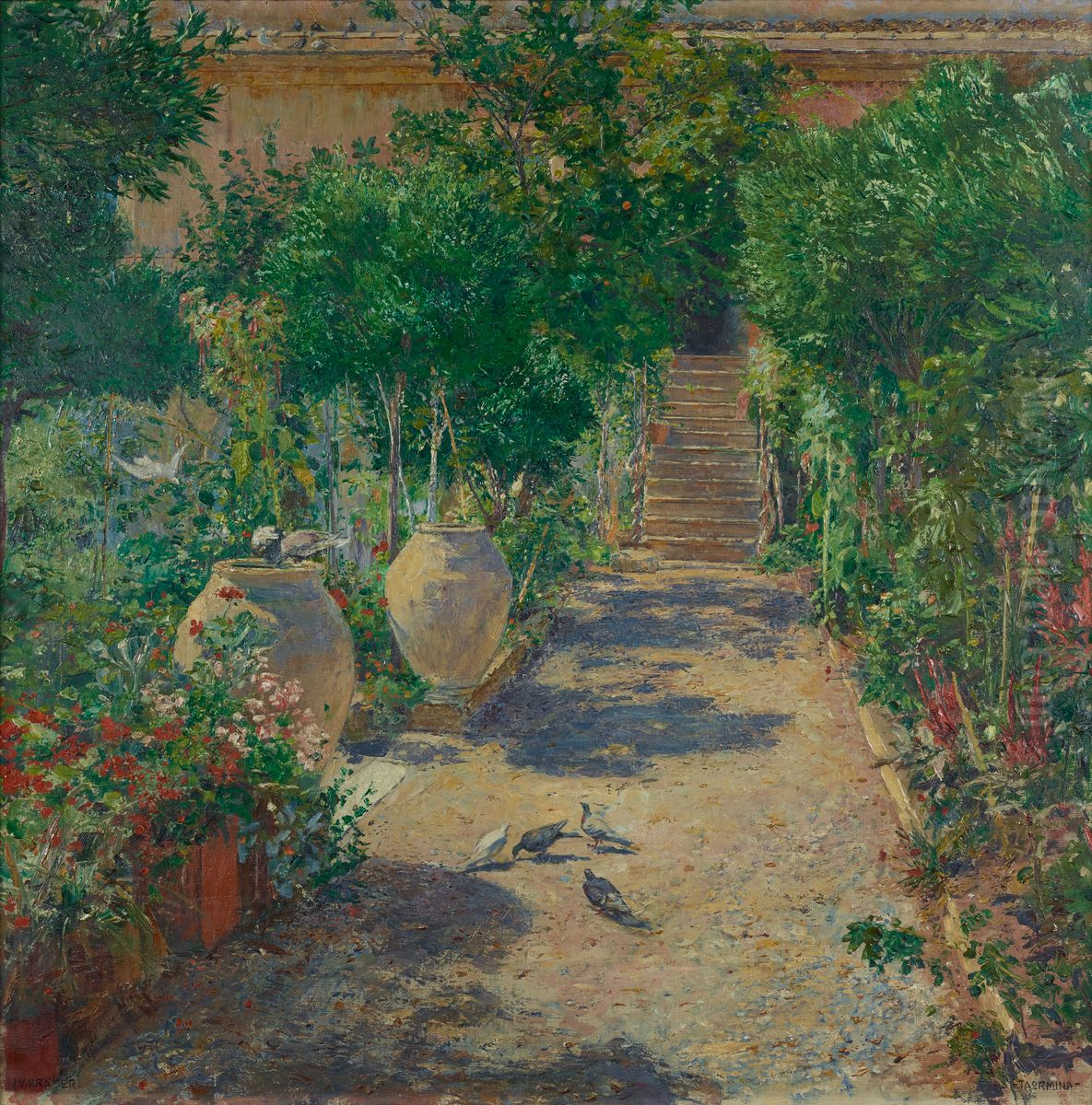 Taormina im Sonnenschein Oil Painting by Johann Victor Kramer