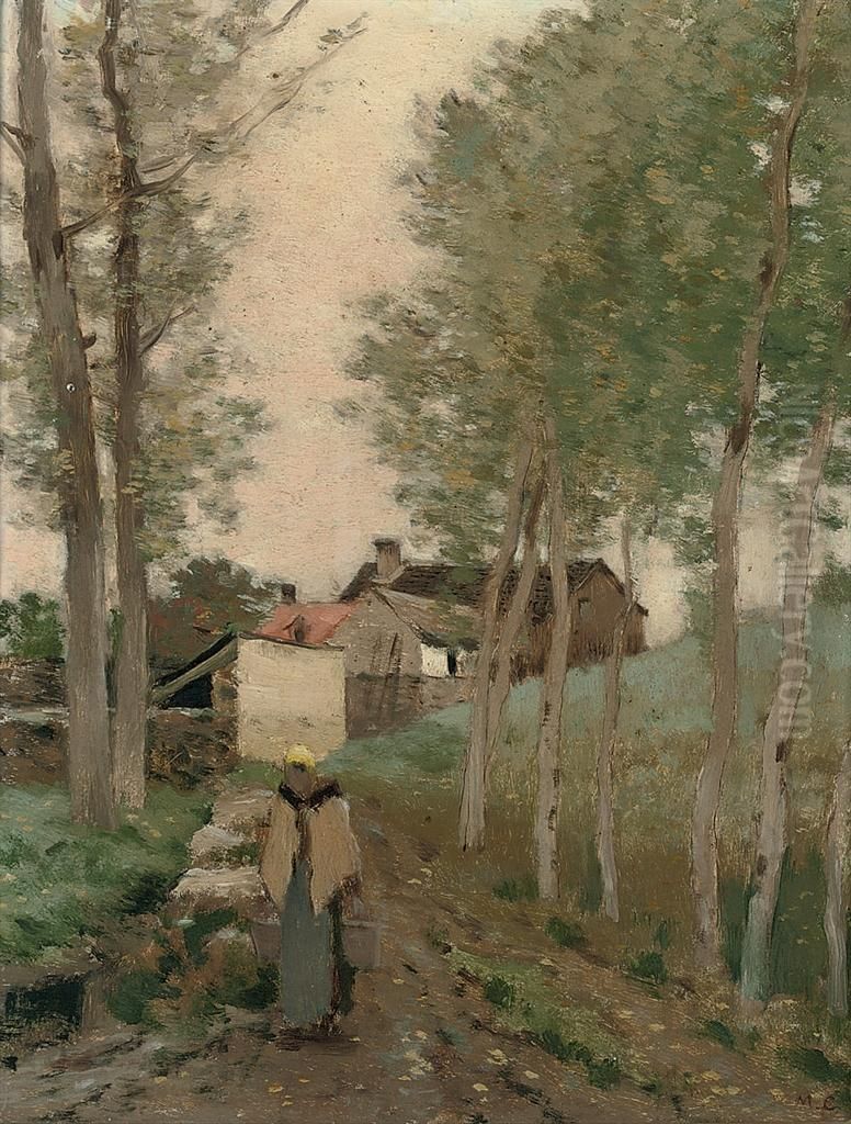La Laitiere Sur Le Chemin De Retour Oil Painting by Marie, Nee Guillet Cazin
