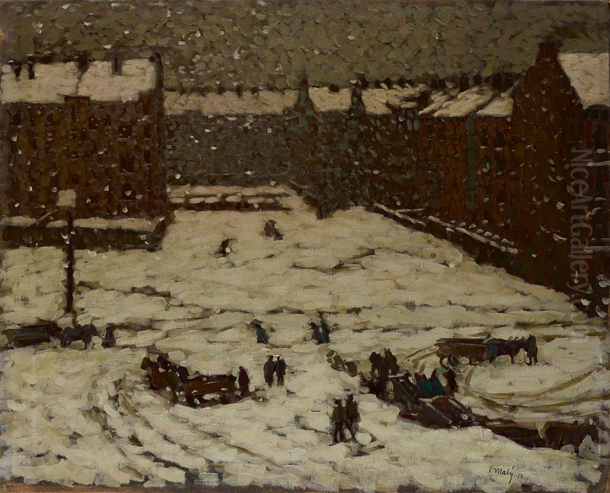 Vorstadt im Schneewetter Oil Painting by Vaclav Maly