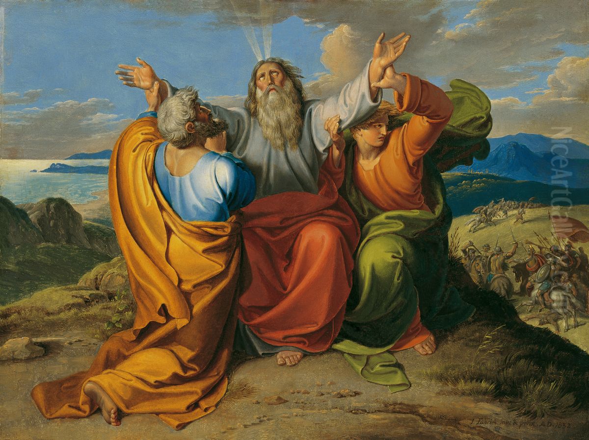 Der betende Moses mit Aaron und Hur auf dem Berge Horeb Oil Painting by Joseph von Fuhrich