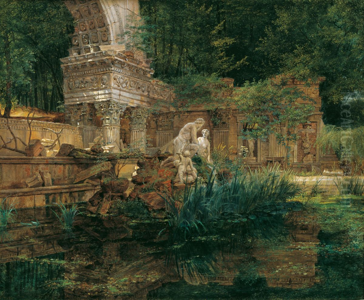 Die Romische Ruine in Schonbrunn Oil Painting by Ferdinand Georg Waldmuller