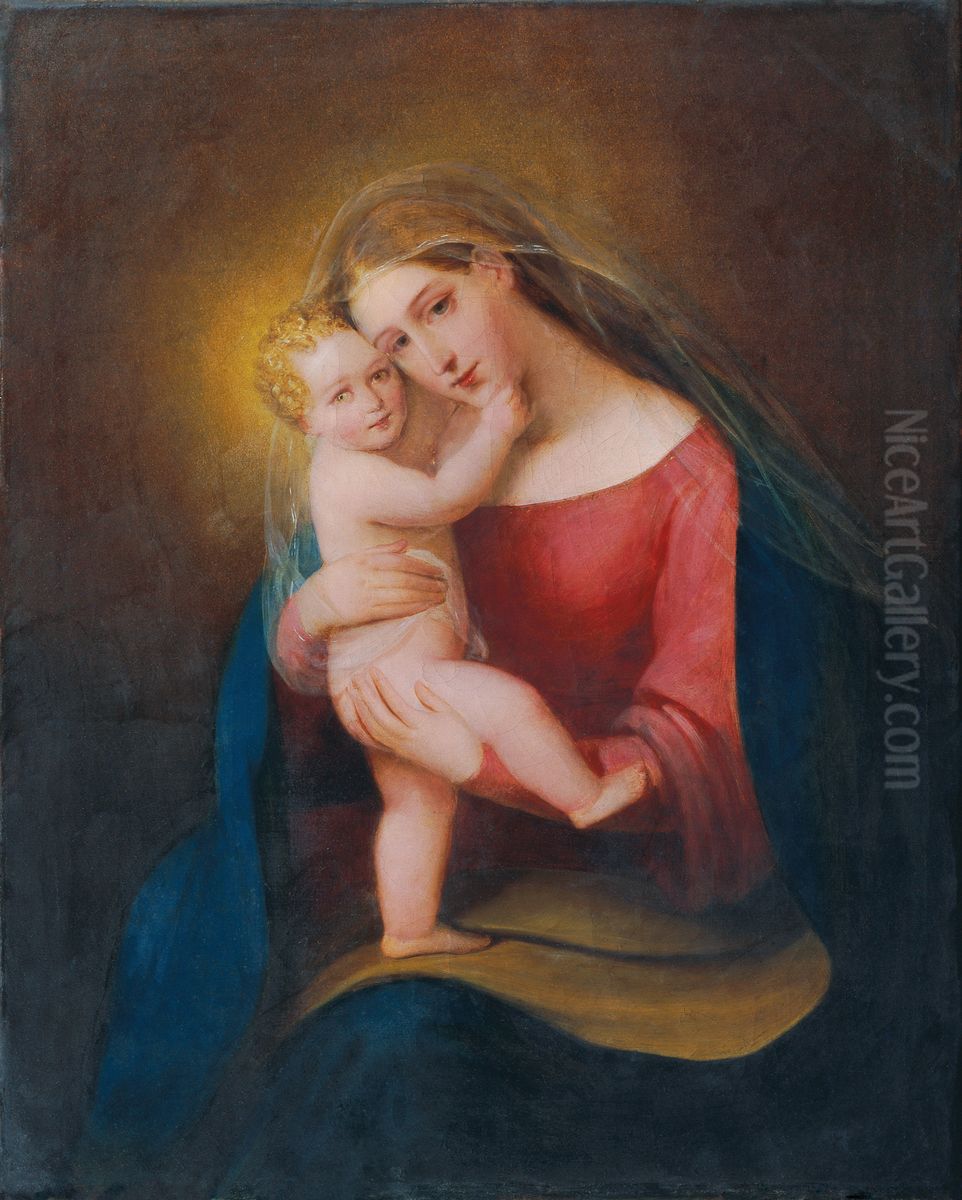 Madonna mit Kind Oil Painting by Franz Schrotzberg