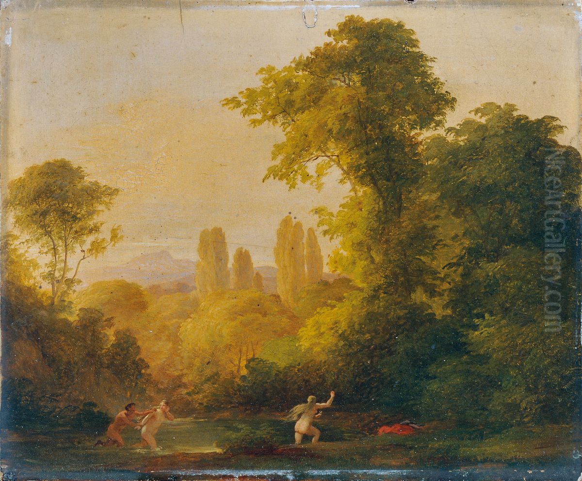 Landschaft mit mythologischer Staffage Oil Painting by Franz Schrotzberg