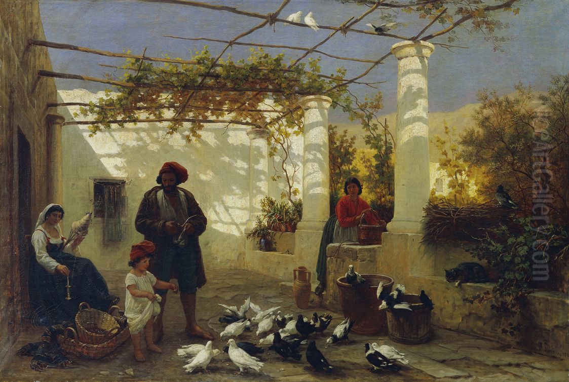 In einer italienischen Pergola Oil Painting by Alois Schonn