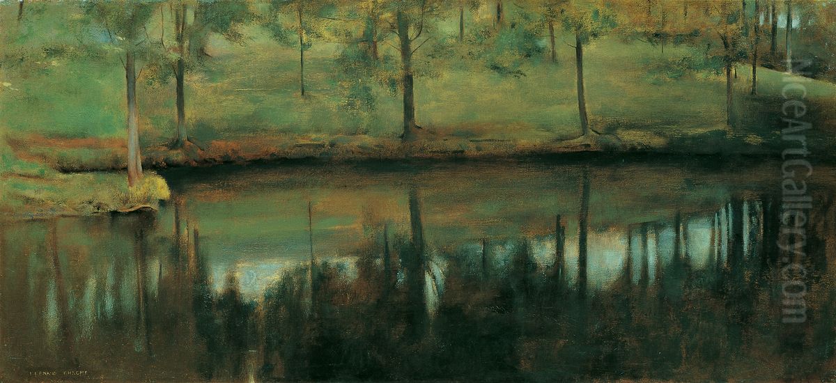 Unbewegtes Wasser Oil Painting by Fernand Khnopff