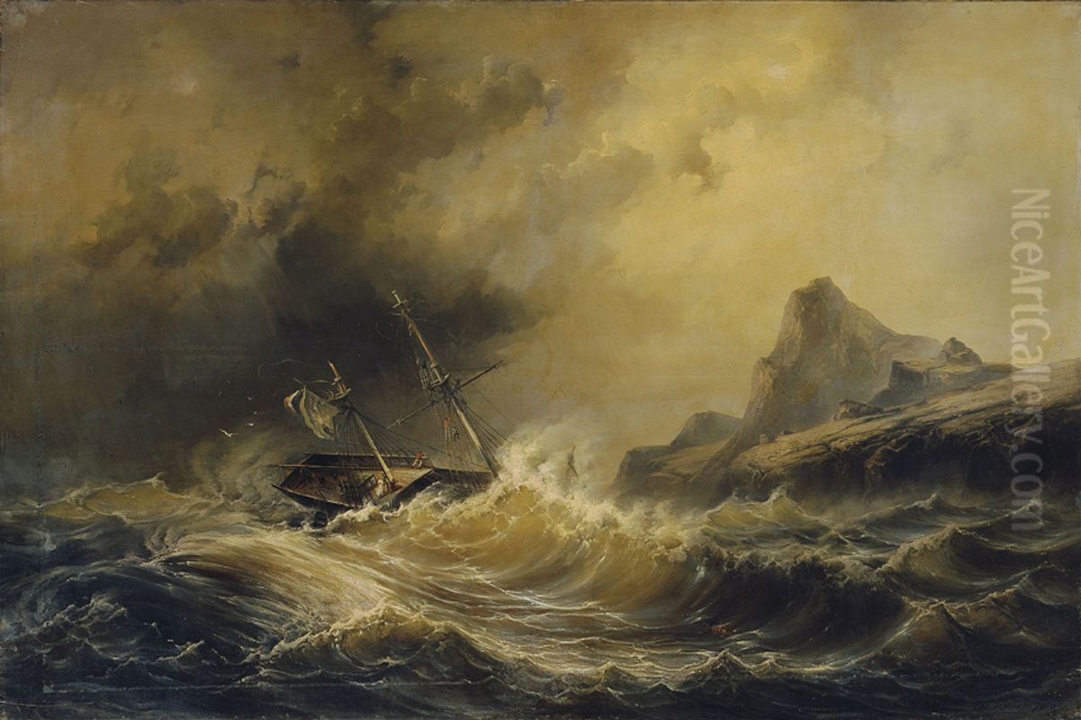 Schiffbruch bei Kap Hoorn Oil Painting by Josef Puttner