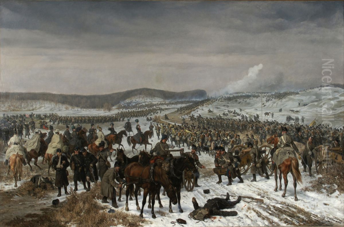 Die Schlacht bei Oeversee am 6. Februar 1864 Oil Painting by Fritz Allemand