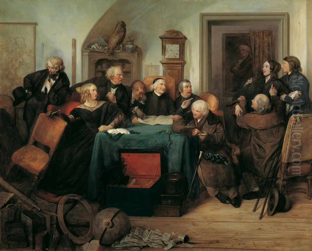 The Opening of the Will Oil Painting by Josef Franz Danhauser