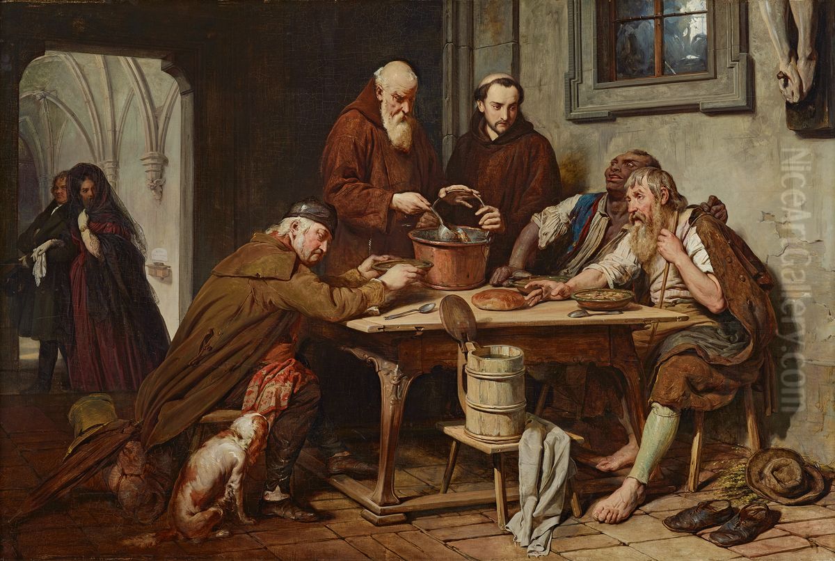 The Monastery Soup Oil Painting by Josef Franz Danhauser