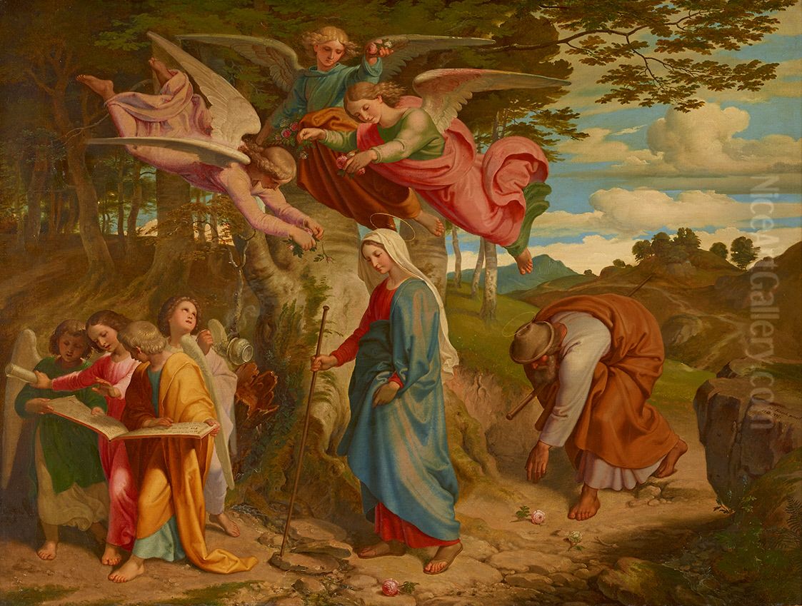 Der Gang Mariens uber das Gebirge Oil Painting by Joseph von Fuhrich