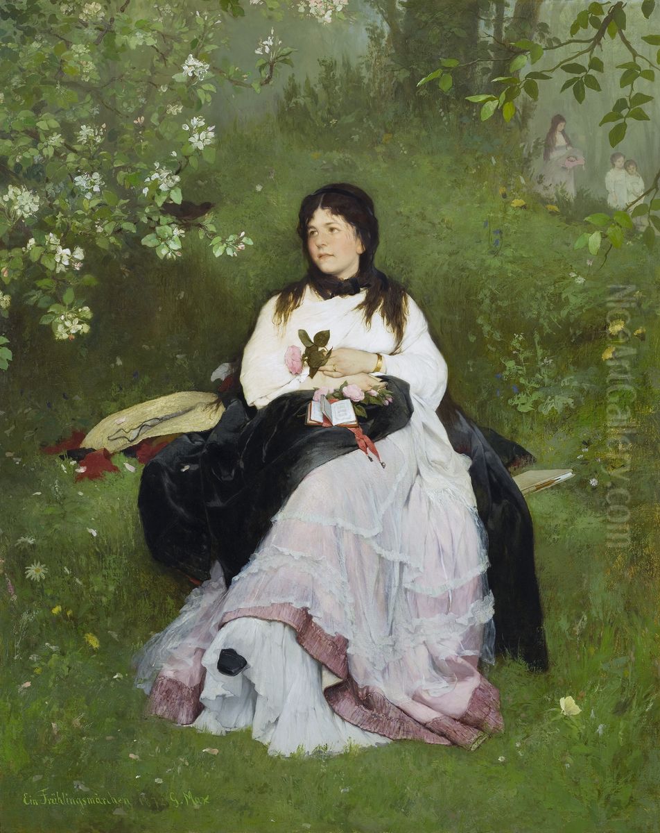 A Spring Fairytale Oil Painting by Gabriel von Max